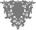 an ornate, upside-down triangular graphic of a cherub head in a crest-like design